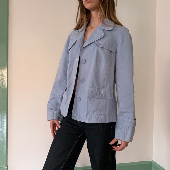 Tribal Jackets & Blazers - Cotton trench style jacket in sky blue from Tribal